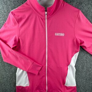 Footjoy Full Zip Jacket Women's Pink Size Medium Stretch White Accent Golfing
